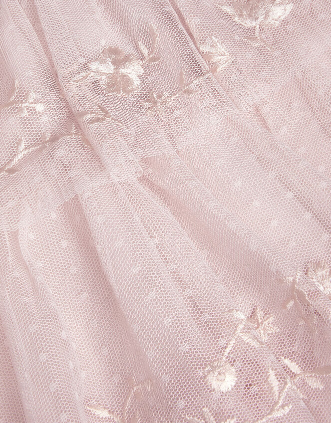 Sophie Embroidered Polka Dot Tulle Dress, Pink (PALE PINK), large