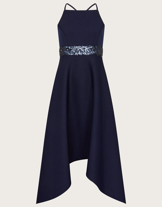 Sequin Scuba Prom Dress, Blue (NAVY), large