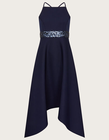 Sequin Scuba Prom Dress Blue, Blue (NAVY), large