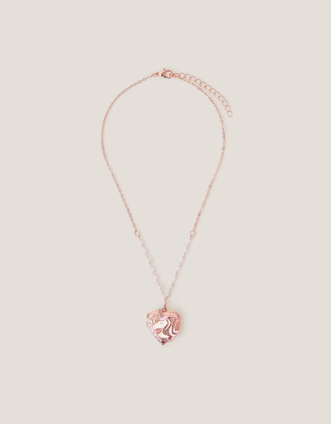 Unicorn Heart Locket Necklace, , large