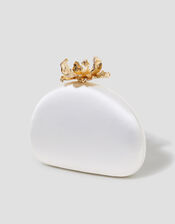 Sara Satin Flower Clip Clutch Bag, , large