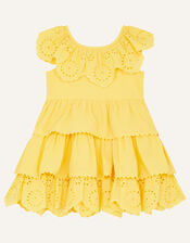 Baby Broderie Frill Dress, Yellow (YELLOW), large