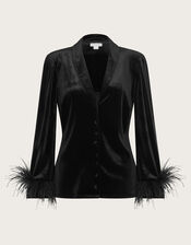 Raegan Feather Shirt, Black (BLACK), large