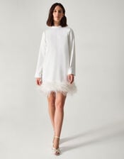 Andrea Feather Bridal Dress, Ivory (IVORY), large