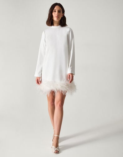 Andrea Feather Bridal Dress, Ivory (IVORY), large