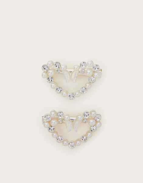 2-Pack Butterfly Heart Hair Clips, , large