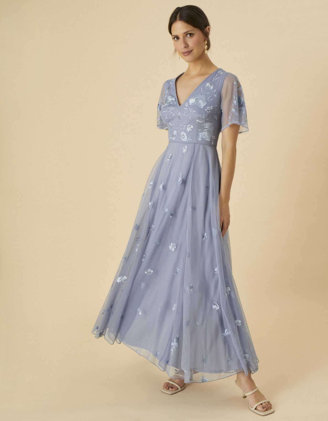 embroidered recycled polyester tulle dress