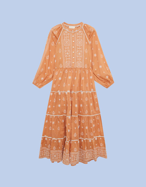 Maison Hotel Caroline Embroidered Maxi Dress, Orange (ORANGE), large