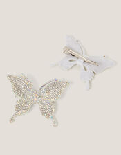 2-Pack Rhinestone Butterfly Hair Clips, , large
