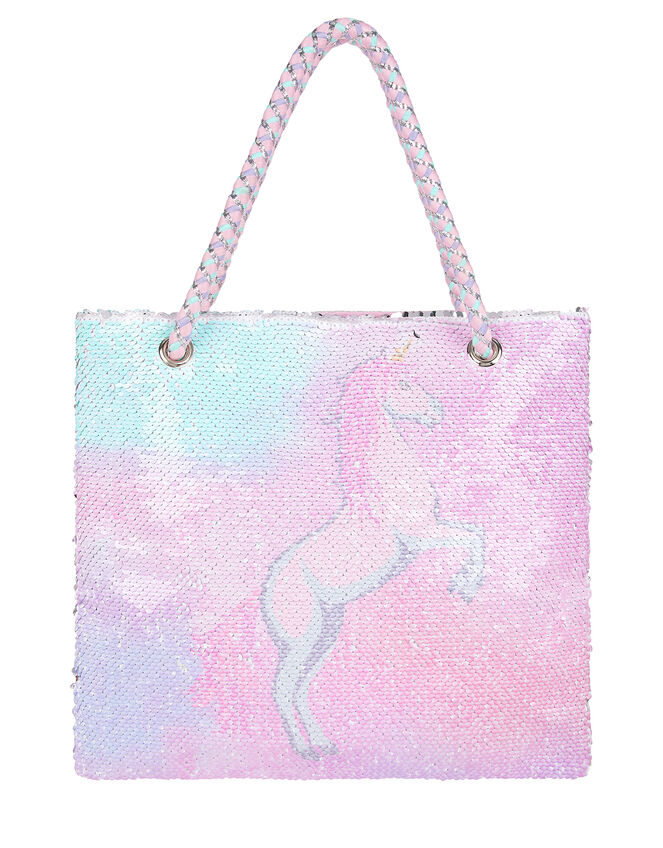 Ellie Unicorn Sequin Shopper Bag, , large