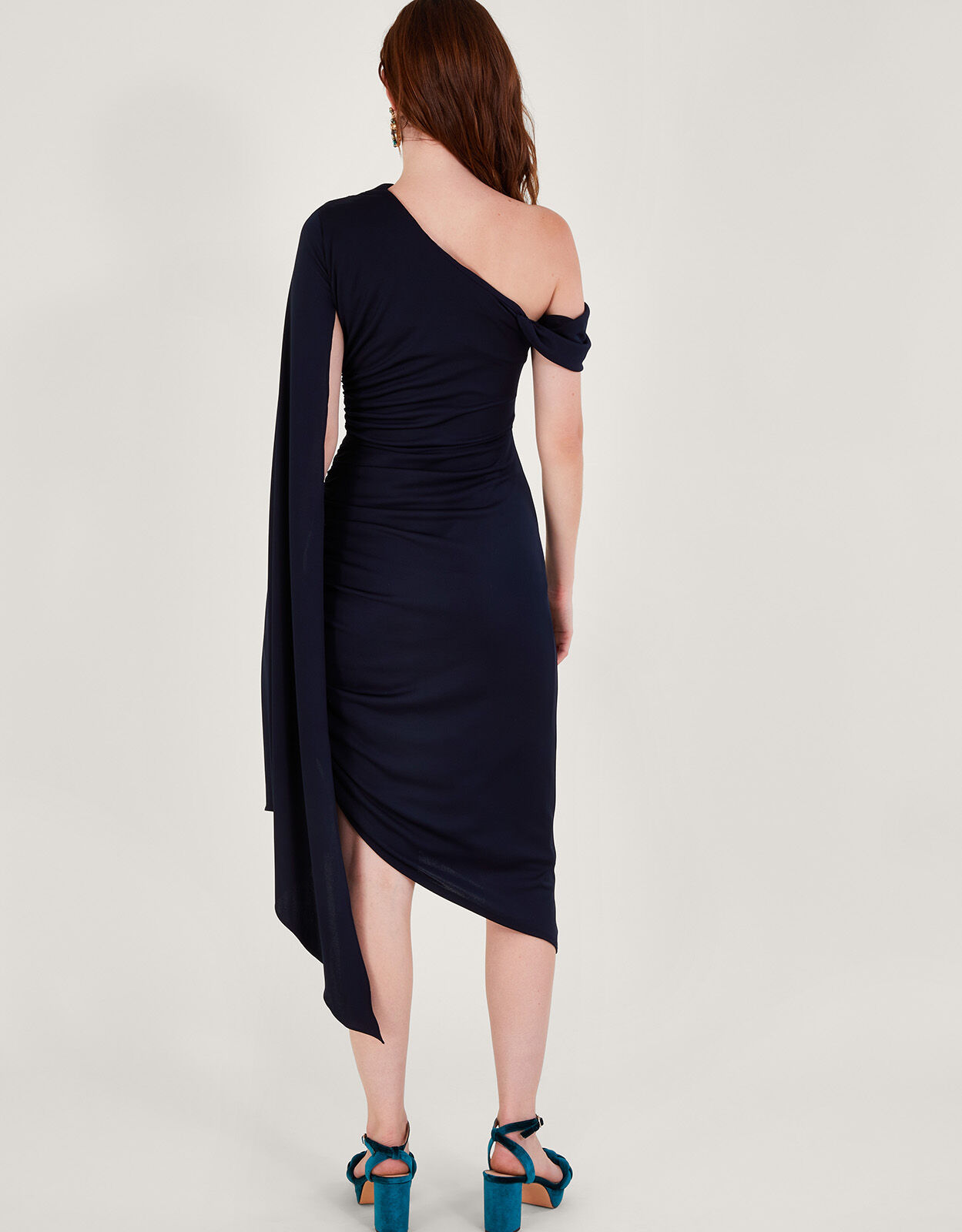 Navy drape dress sales