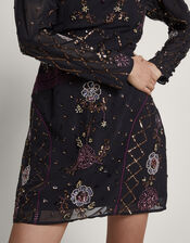 Ariah Embellished Tunic Dress, Black (BLACK), large