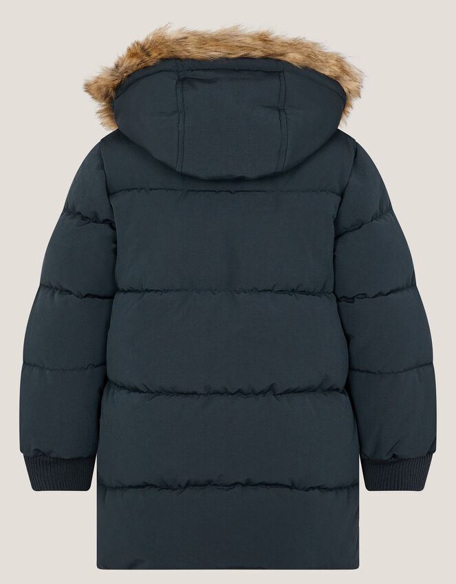 Mid Length Puffer Coat, Blue (NAVY), large