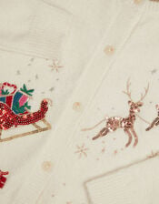Sequin Christmas Scene Cardigan, Ivory (IVORY), large
