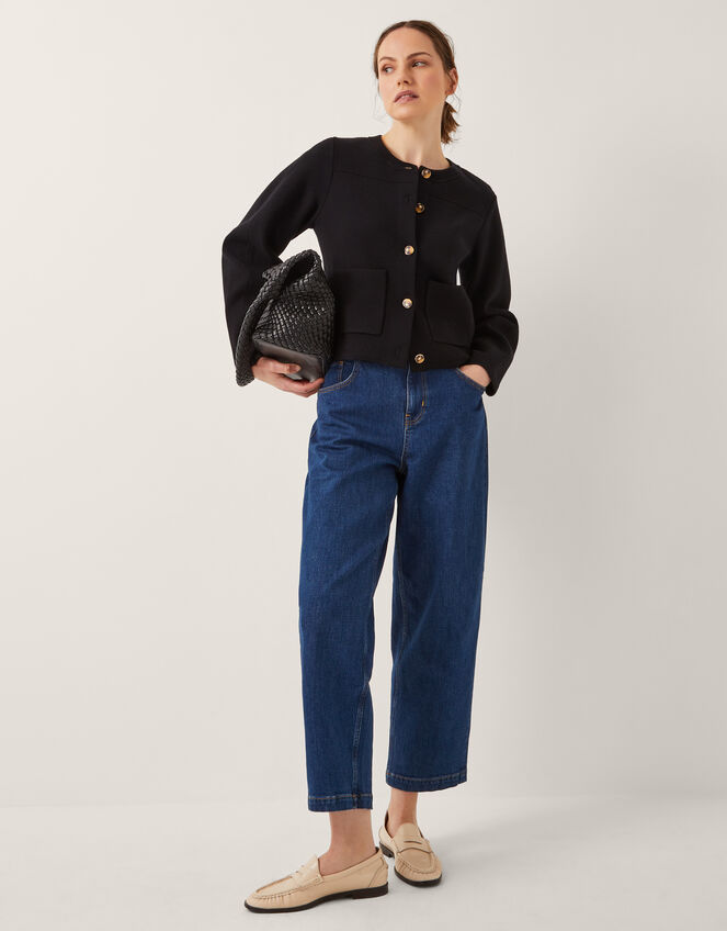 Bria Crew Neck Cardigan, Black (BLACK), large