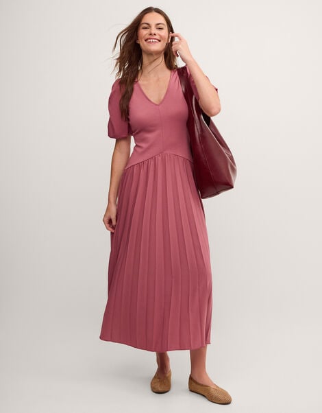 Mindy Pleated Jersey Midi Dress, Pink (PINK), large