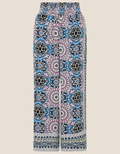 Leighton Printed Wide Leg Trousers , Blue (BLUE), large