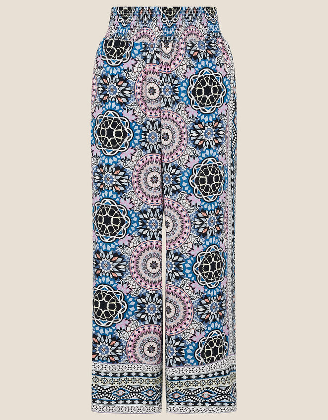 Leighton Printed Wide Leg Trousers , Blue (BLUE), large