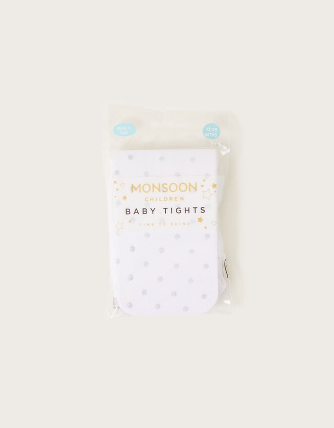 Baby Glitter Spot Tights, Silver (SILVER), large