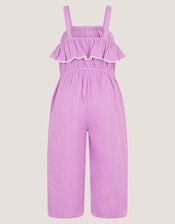 Embroidered Ruffle Tassel Romper, Purple (LILAC), large