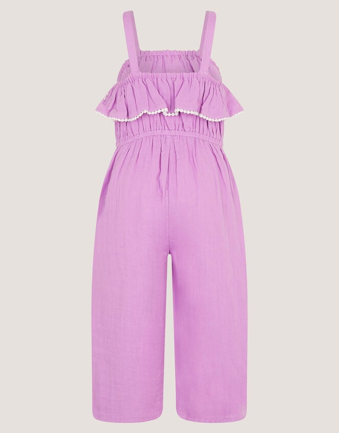 Embroidered Ruffle Tassel Romper, Purple (LILAC), large