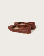 Woven Leather Ballerina Flats, Brown (BROWN), large