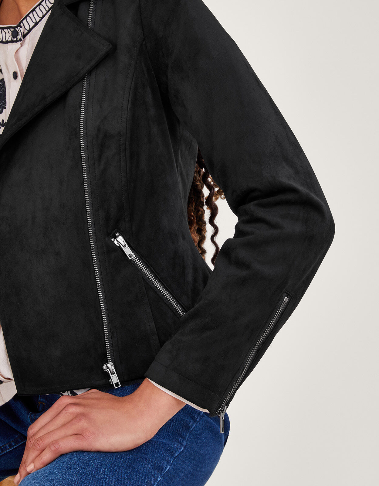 Suedette Biker Jacket Black Women s Jackets Monsoon Global