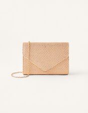 Woven Metallic Envelope Clutch, , large