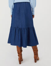 Tori Denim Midi Skirt in Organic Cotton, Blue (DENIM BLUE), large