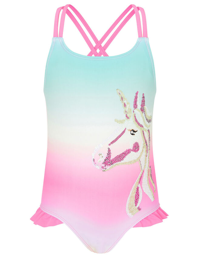 Sequin Unicorn Rainbow Swimsuit, Multi (MULTI), large