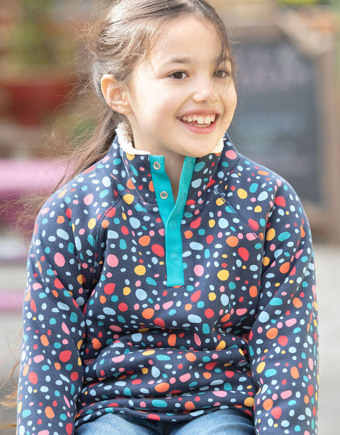 Frugi Snuggle Print Fleece, Blue (NAVY), large