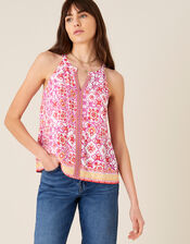 Beaded Floral Print Cami, Red (RED), large