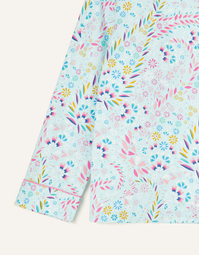 Polly Printed Flannel Pyjama Set, Blue (AQUA), large