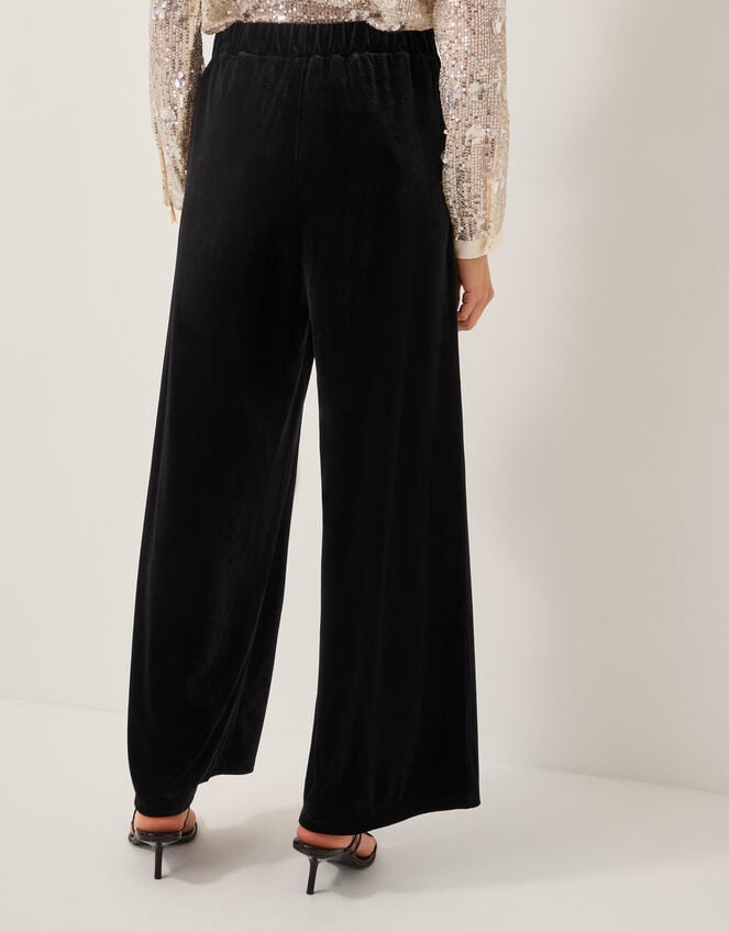 Vera Wide Leg Velvet Trousers, Black (BLACK), large