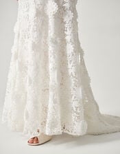 Clare Floral Embroidered Bardot Wedding Dress, Ivory (IVORY), large