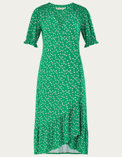 Hattie Spot Wrap Dress, Green (GREEN), large