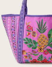 Tropical Embroidered Large Tote Bag, , large