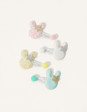 Bunny Pom Pom Hair Clip Set, , large