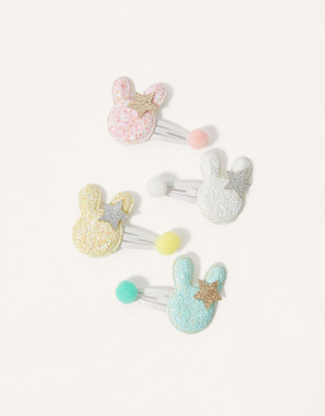 Bunny Pom Pom Hair Clip Set, , large