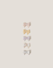 5-Pack Glitter Bow Hair Clips, , large