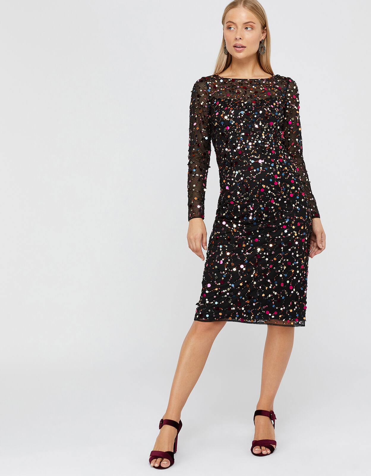 Megan Sequin Midi Dress Black Evening Dresses Monsoon ROI