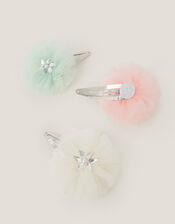 3-Pack Tulle Rosette Hair Clips, , large