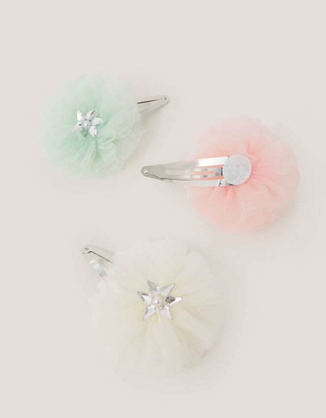 3-Pack Tulle Rosette Hair Clips, , large