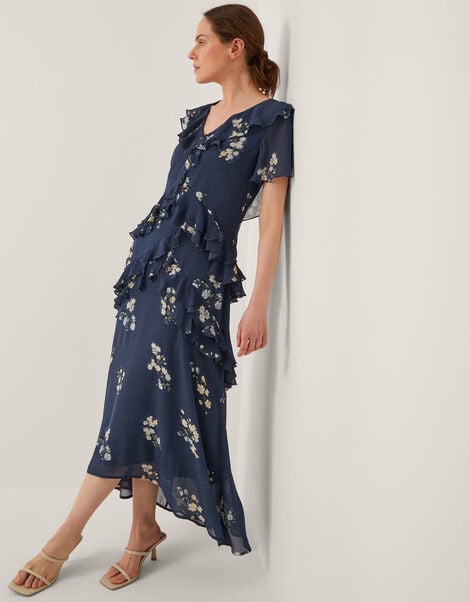 Celeste Floral Ruffle Maxi Dress, Blue (NAVY), large