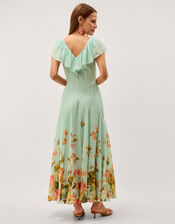 Aimee Floral Print Ruffle Maxi Dress, Green (SAGE), large