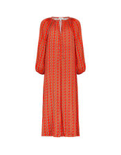 DEEBA Oozie Print Dress, Orange (ORANGE), large