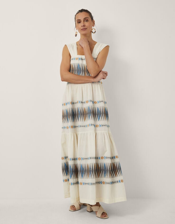 Devotion Twins Elegant Jacquard Maxi Dress, Natural (NATURAL), large