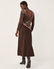 Delia Devor&eacute; Midi Slip Dress, Brown (CHOCOLATE), large