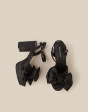 Grace Bow Satin Platform Heels, Black (BLACK), large