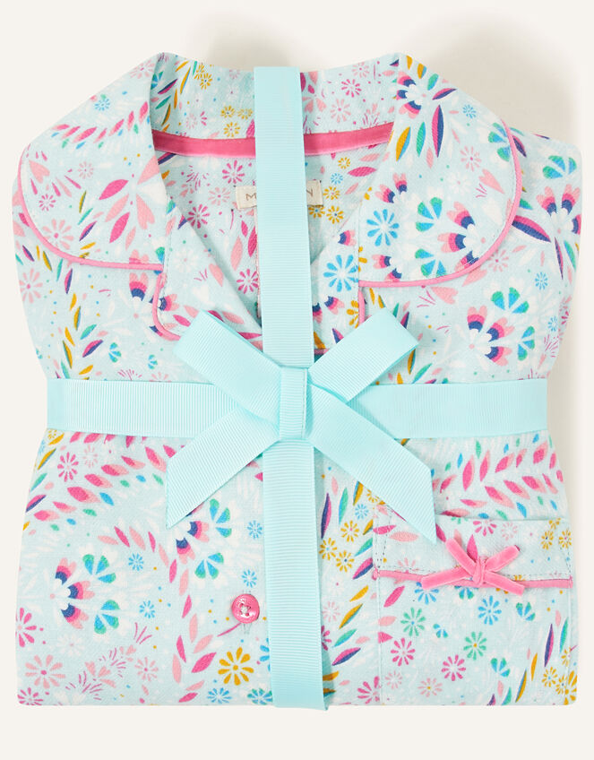 Polly Printed Flannel Pyjama Set, Blue (AQUA), large